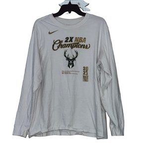 Nike White Milwaukee Bucks 2X Champions Long Sleeve Tee